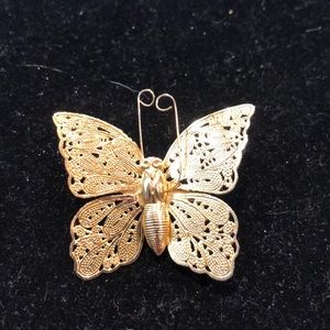 Gold tone butterfly brooch